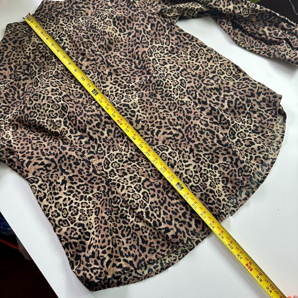 Chaps Classics Women's 1X 100% Cotton Animal Cheetah Print Button Front Blouse - Picture 7 of 7